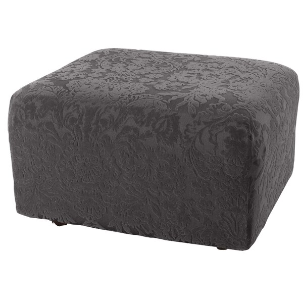 Stretch Jacquard Damask Box Cushion Ottoman Slipcover By Sure Fit