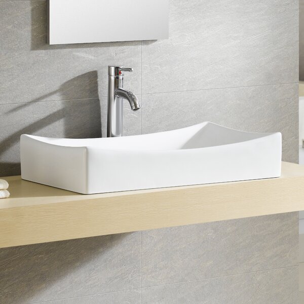 Modern Ceramic Rectangular Vessel Bathroom Sink by Fine Fixtures