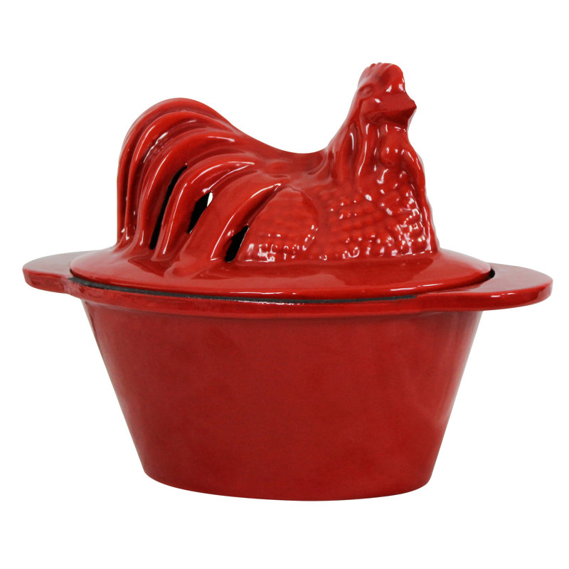 Chicken Enameled Porcelain Steamer