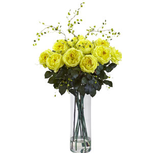 Giant Fancy Rose and Willow Arrangement with Vase
