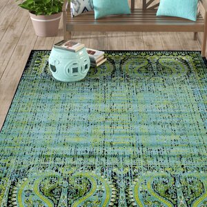 Neuilly Aqua/Black Area Rug