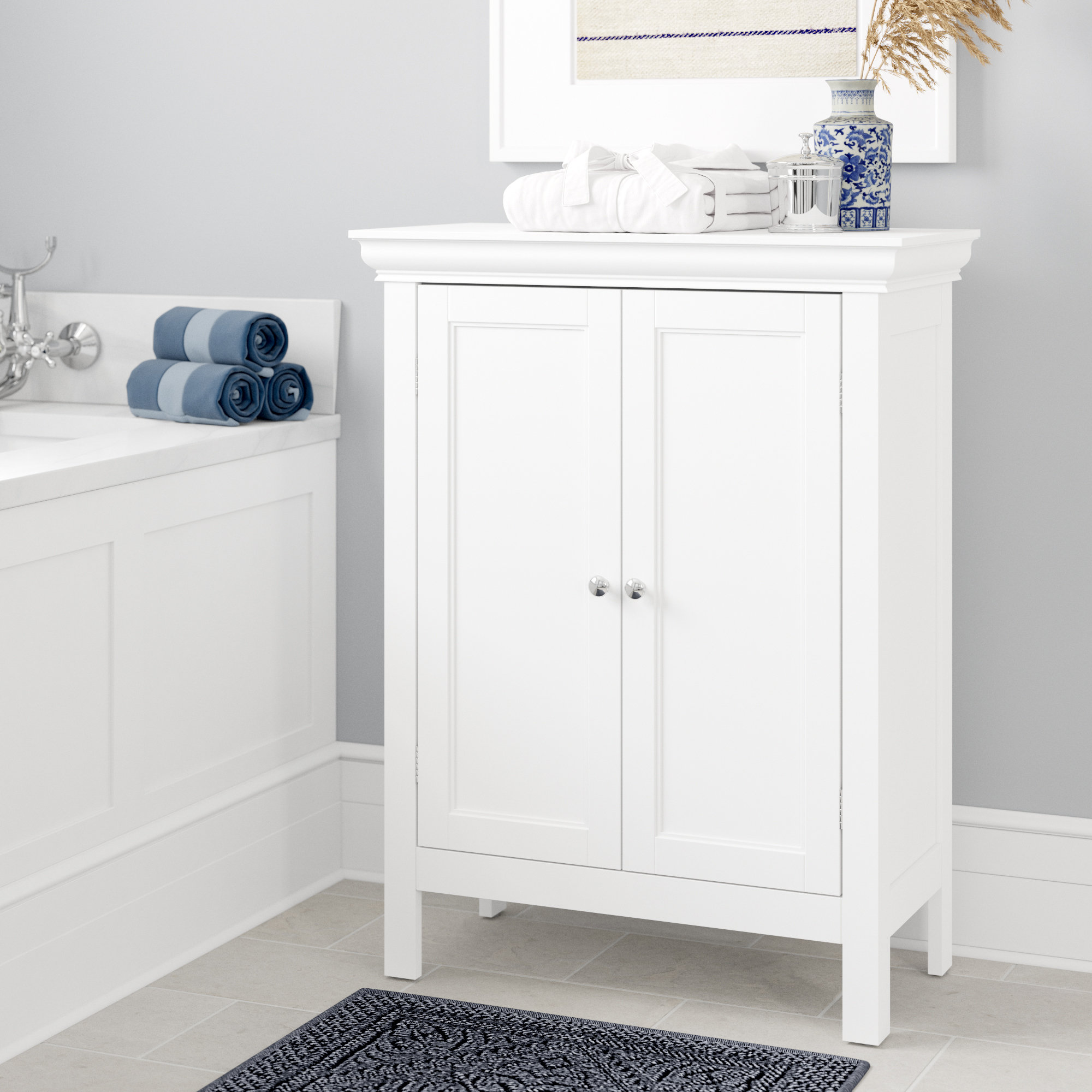 Nantwich 26 W X 34 H 13 D Free Standing Bathroom Cabinet Free Standing Bathroom Cabinet