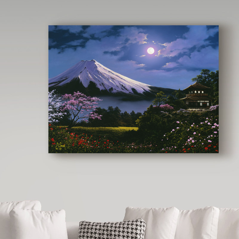 Trademark Art Mountain Scene 10 Oil Painting Print On Wrapped Canvas Wayfair