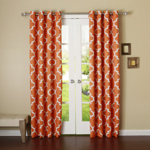 Columbard Print Geometric Semi-Sheer Grommet Single Curtain Panel