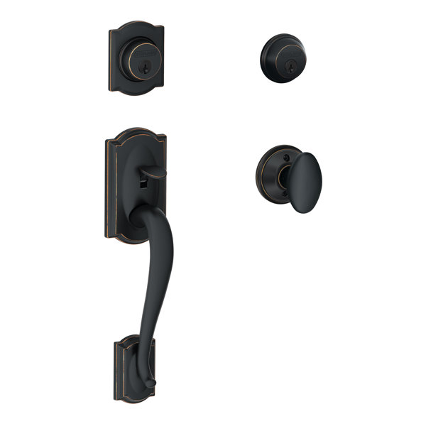 Camelot Handleset with Double Cylinder Deadbolt and Siena Knob by Schlage
