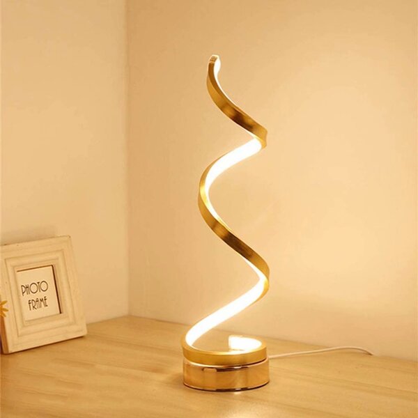 Everly Quinn Vertical Spiral Desk Lamp, Modern LED Spiral Table Lamp