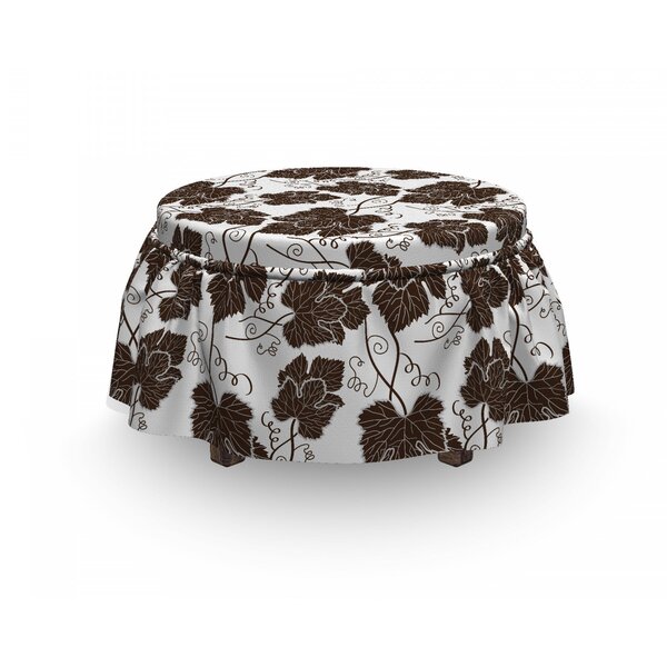 Detailed Leaves Curl Stalk Ottoman Slipcover (Set Of 2) By East Urban Home