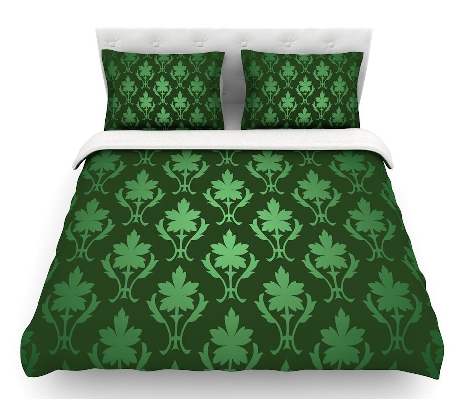 East Urban Home Emerald Damask Featherweight Duvet Cover Wayfair