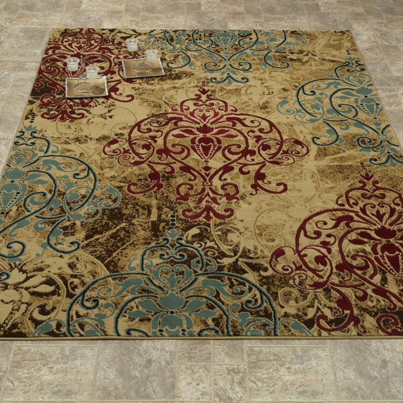 Casamode Functional Furniture Elegant Modern Contemporary Light Elegant Modern Contemporary Light Brown Red Teal Area Rug