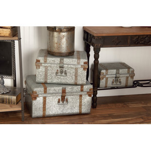 Blount 3 Piece Metal Galvanized Trunk Set Blount 3 Piece Metal Galvanized Trunk Set