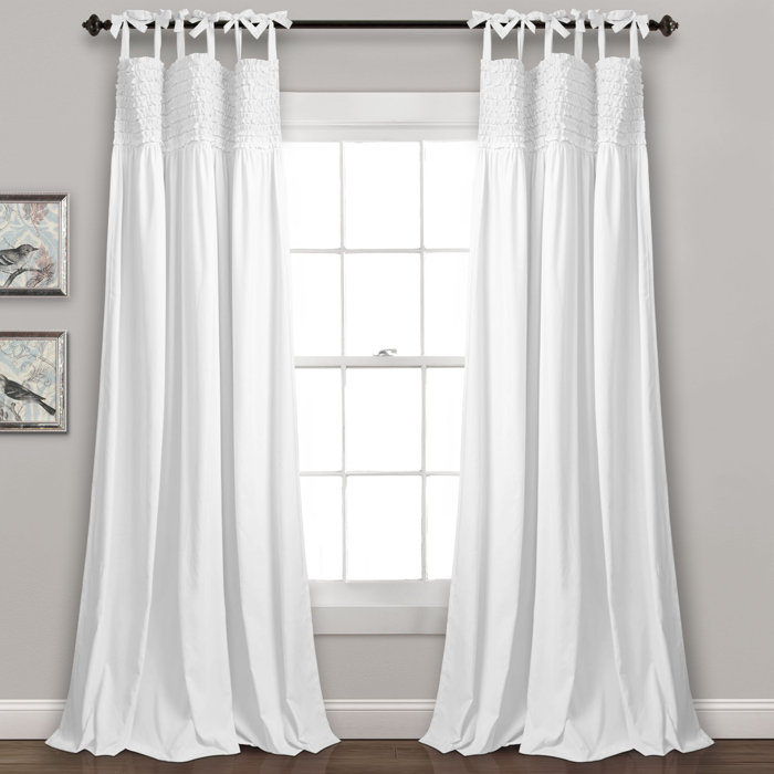 Rosdorf Park Edvin Ruffle Solid Semi Sheer Tie Top Window Panels