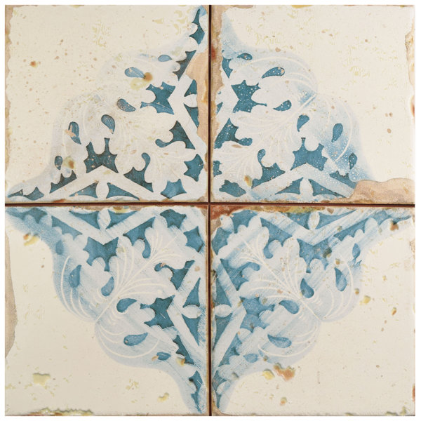 Artisanal 13 x 13 Ceramic Field Tile in Azul/Beige by EliteTile
