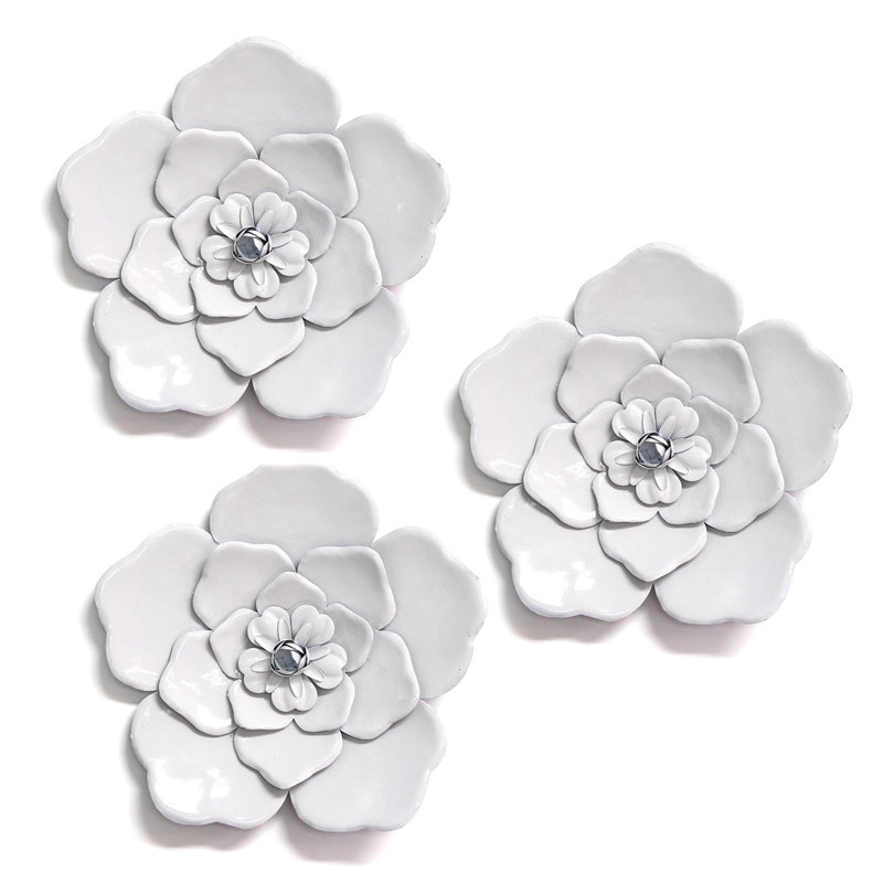 World Menagerie 3 Piece Metal Flower Wall Decor Set Reviews