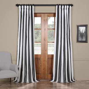 Modern Contemporary Faux Silk Taffeta Curtains Allmodern Presidio Stripe Faux Silk Taffeta Tab Top Single Curtain Panel