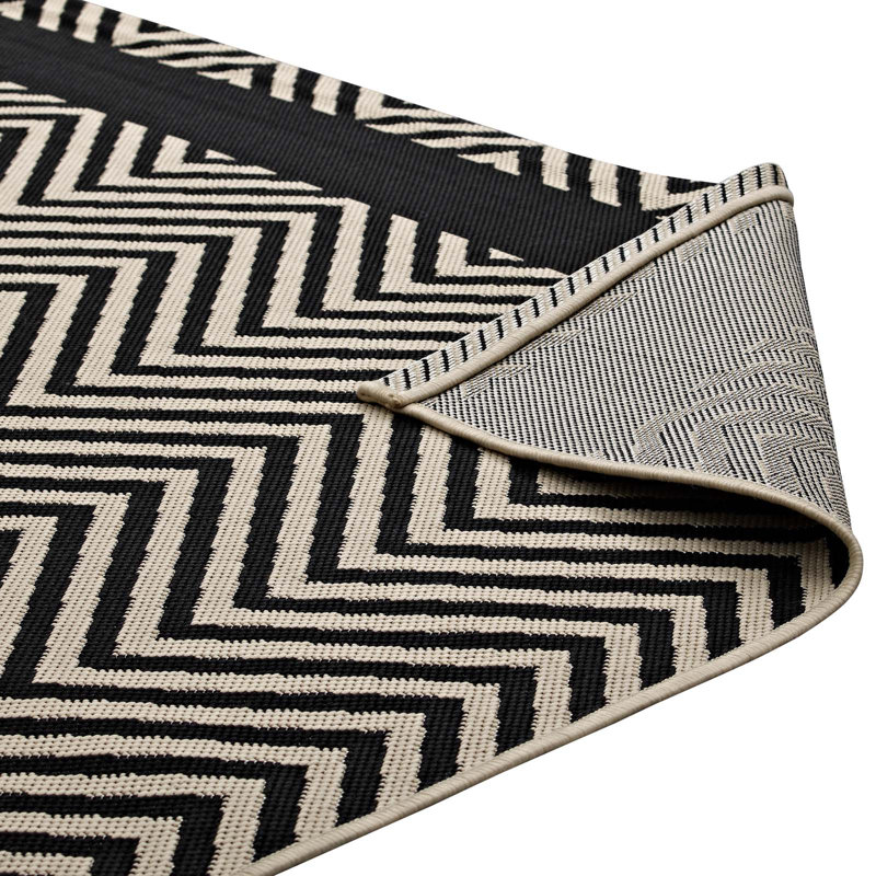 Wrought Studio Electra Chevron Black/Beige Indoor/Outdoor Area Rug ... Wrought Studio Electra Chevron Black/Beige Indoor/Outdoor Area Rug ...