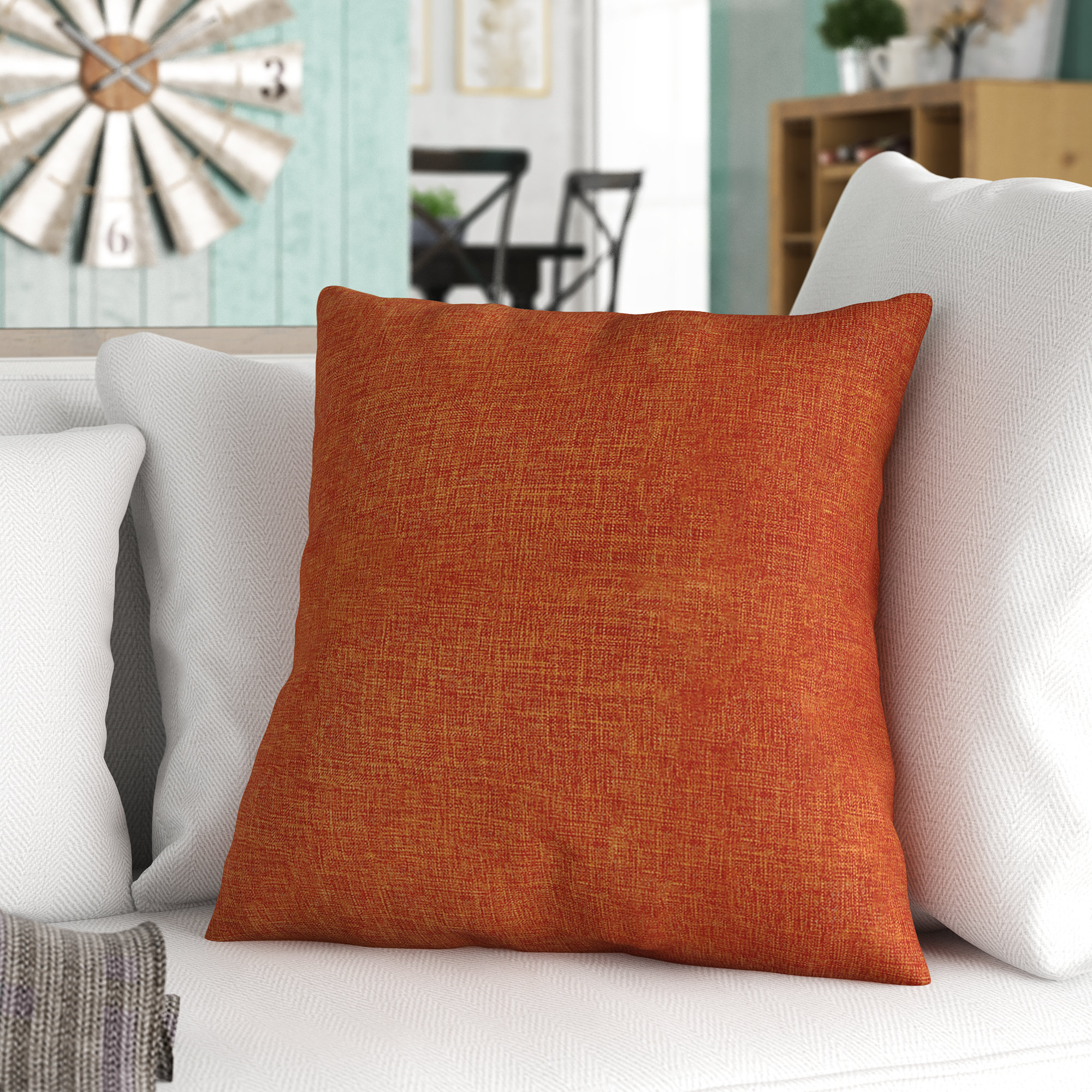 orange and beige pillows