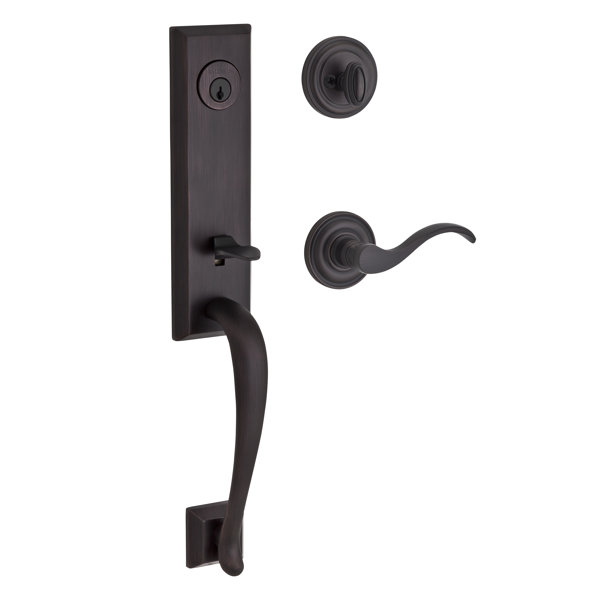 Del Mar Single Cylinder Handleset with Traditional Round Rose and Curve Interior Lever by Baldwin