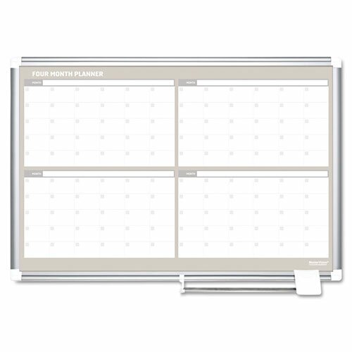 Mastervision 4 Month Calendar Wall Mounted Magnetic Whiteboard ...