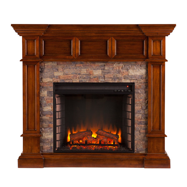 Sherrie Simulated Stone Convertible Electric Fireplace by Fleur De Lis Living