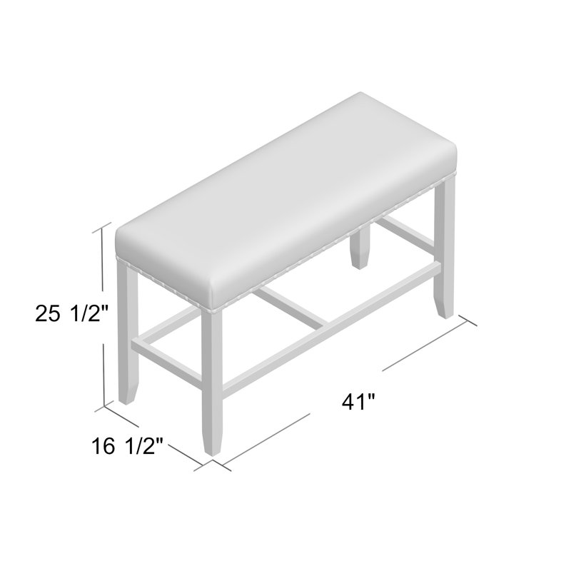 Greyleigh Haysi Counter Height Upholstered Bench With Nailhead