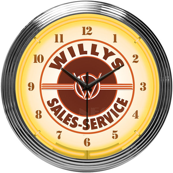 Willys Sales Service Jeep Neon Clock by Neonetics