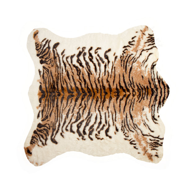 Natural Tiger Faux Cowhide Brown/Black Area Rug by Luxe
