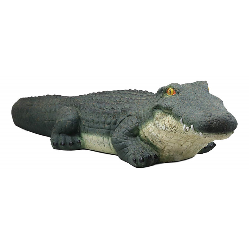 World Menagerie Fales Realistic Chubby Crocodile On Belly Garden Accent Statue Wayfair