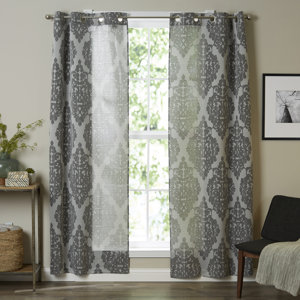 Lidiya Damask Semi-Sheer Grommet Curtain Panels (Set of 2)