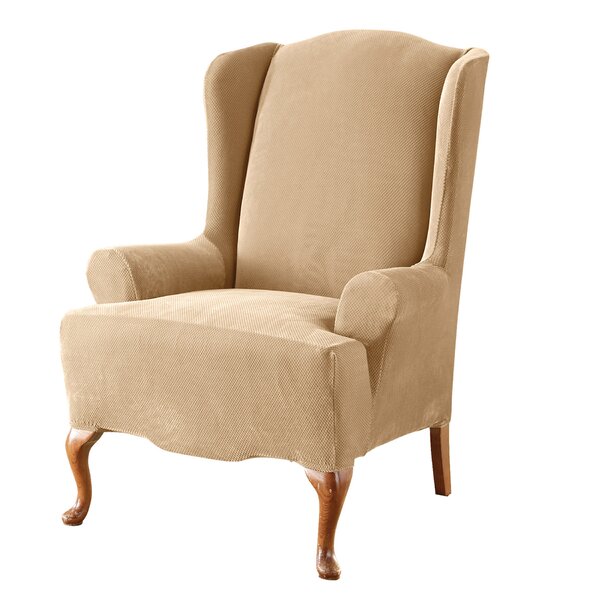 Stretch Pique T-Cushion Wingback Slipcover By Sure Fit