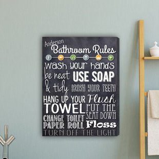 Interior Bathroom Pictures To Hang bath laundry wall art bathroom rules textual on canvas