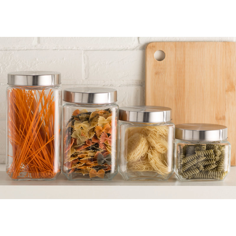 Wayfair Basics 4 Piece Screw Top Glass Kitchen Canister Set