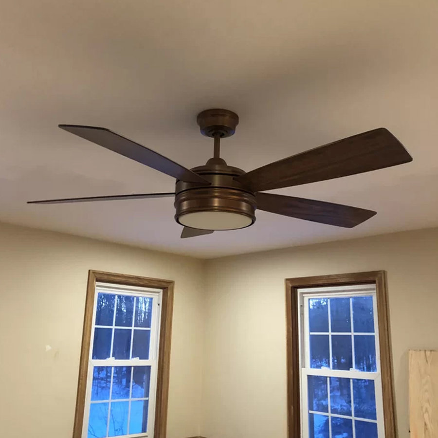 52"  5 - Blade LED Standard Ceiling Fan with Remote Control and Light Kit Included