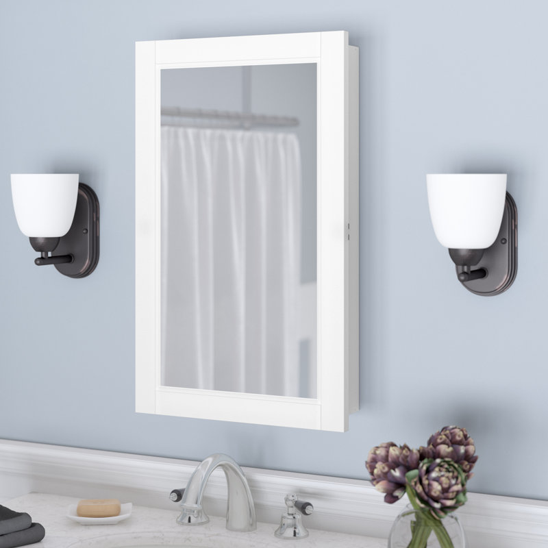 Winston Porter Searle Surface Mount Framed 1 Door Medicine Cabinet With 2 Adjustable Shelves Reviews Wayfair