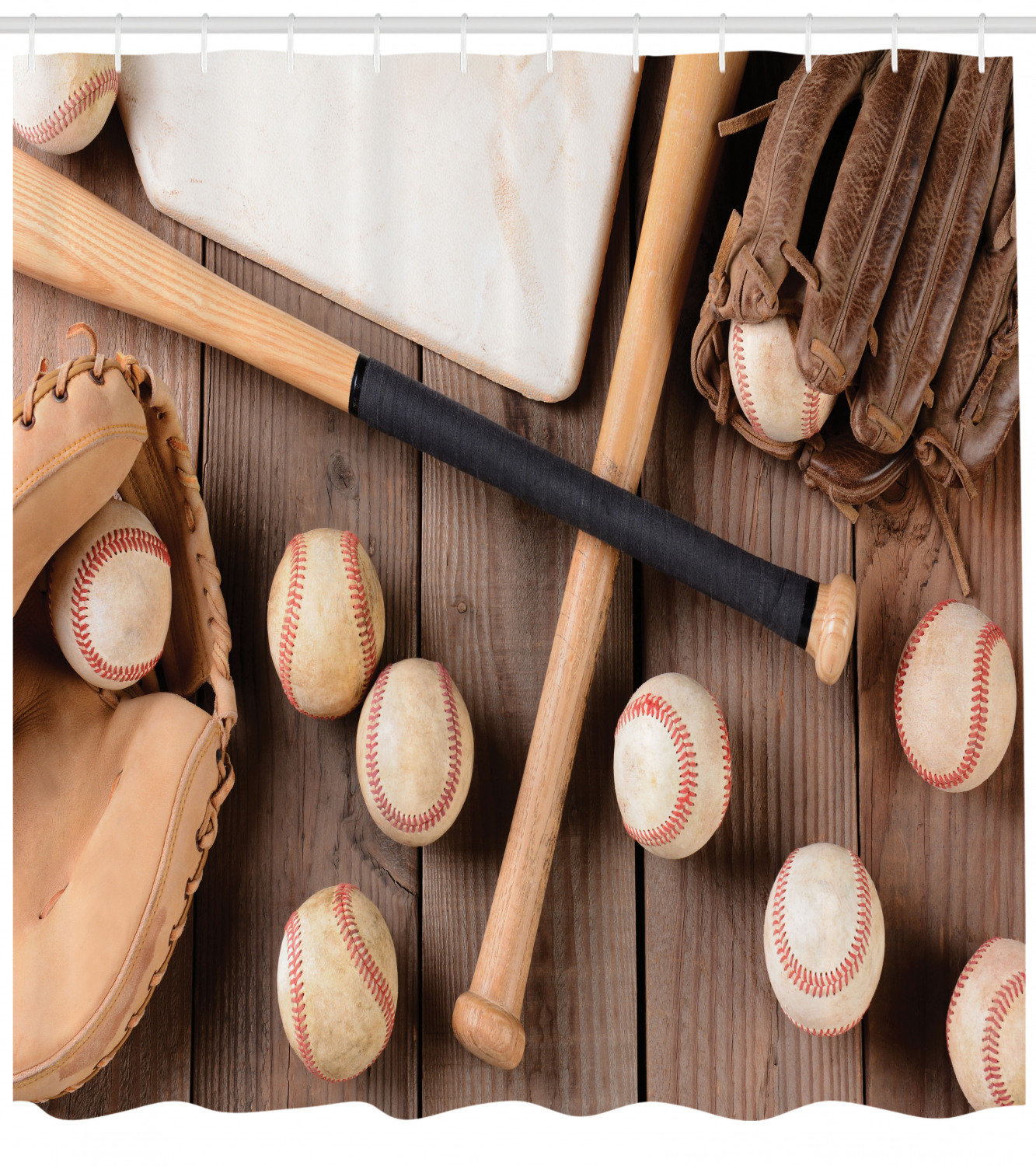 East Urban Home Baseball Shower Curtain Set Hooks Wayfair