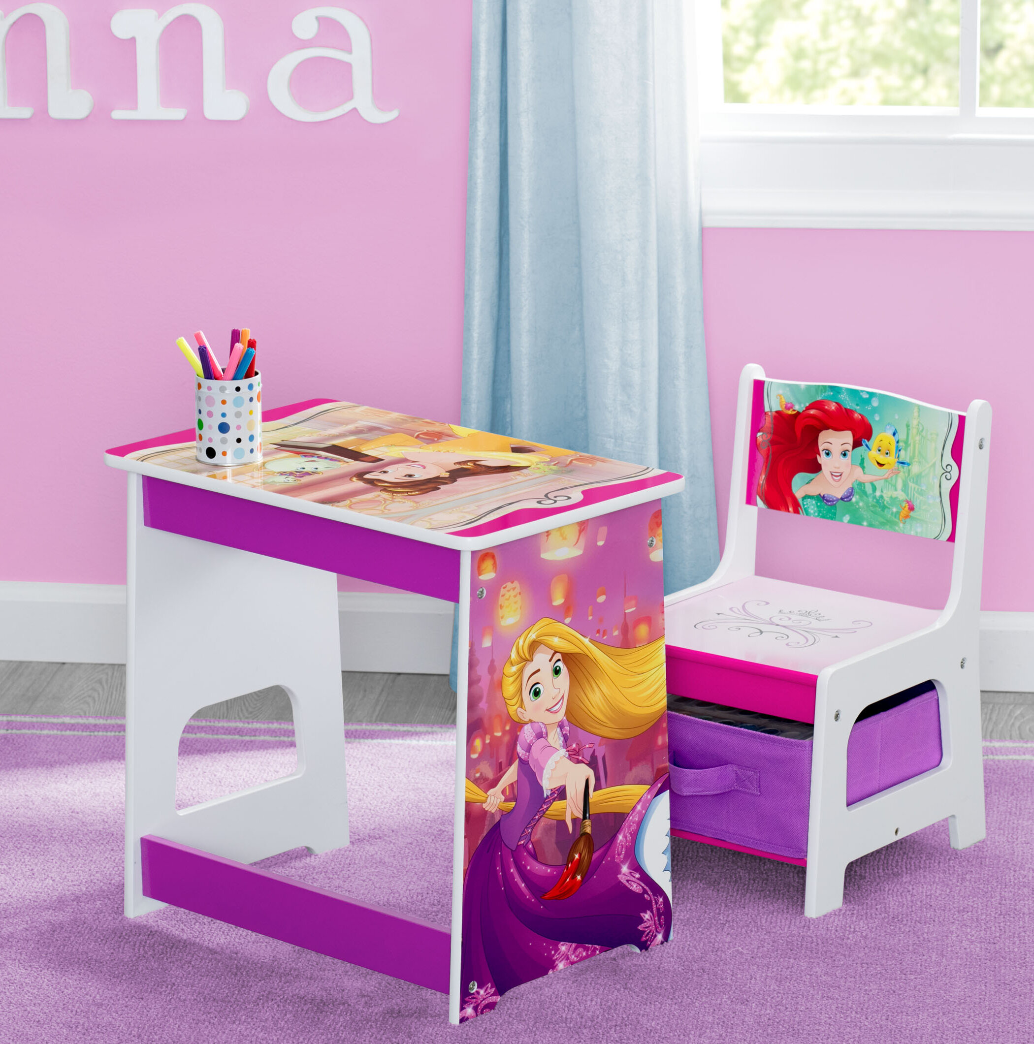 Delta Children Disney Princess Kids 2 Piece Activity Table And