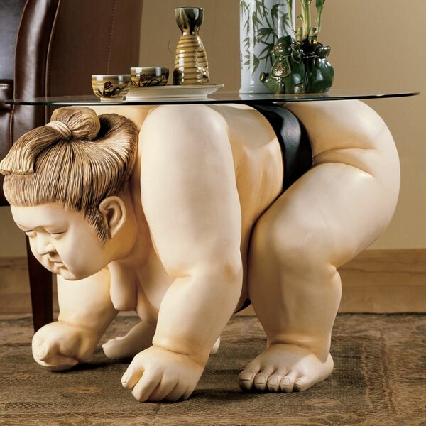 Basho The Sumo Wrestler Sculpture End Table By Design Toscano