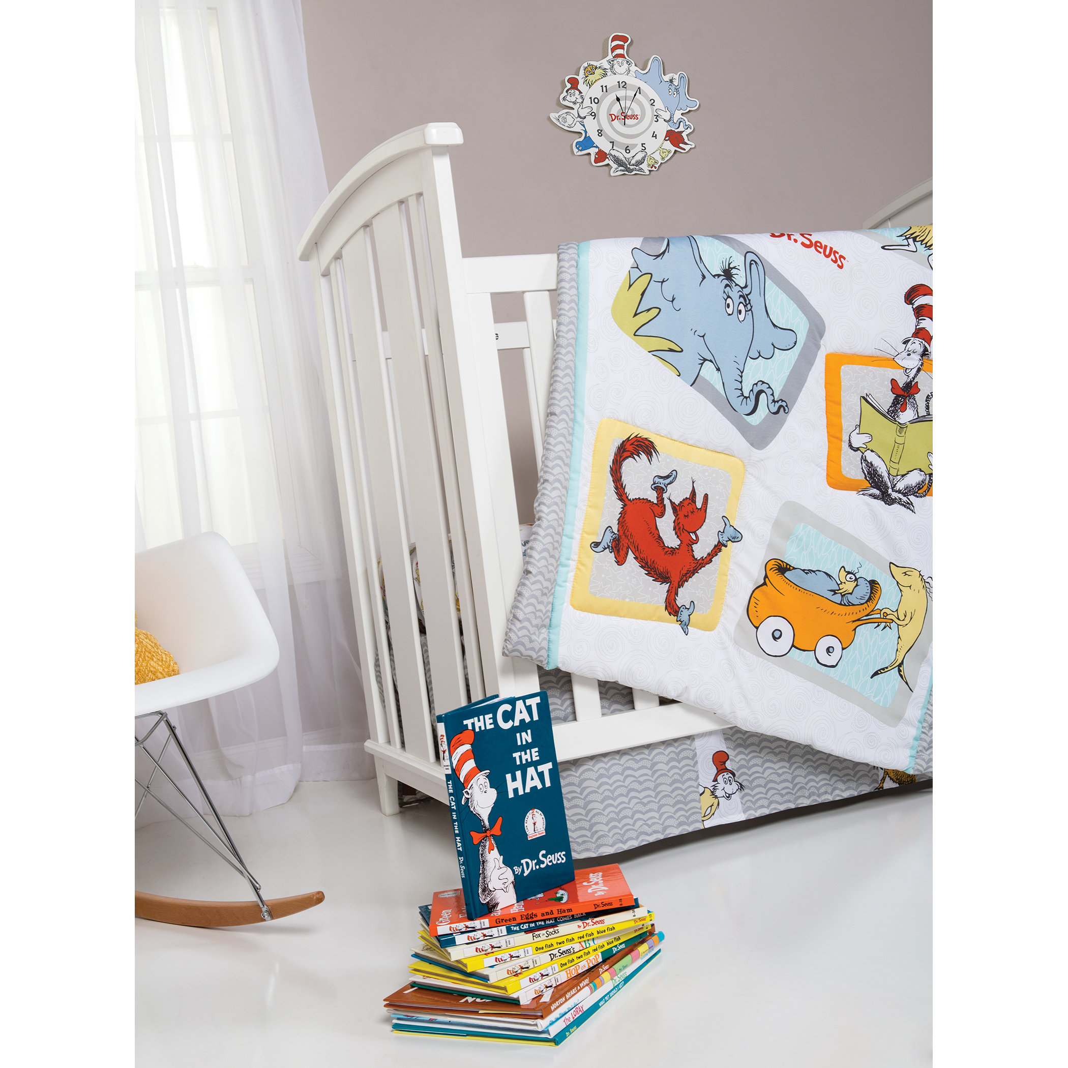 Seuss New Fish Changing Pad Cover Blue Trend Lab Dr Green and Gray
