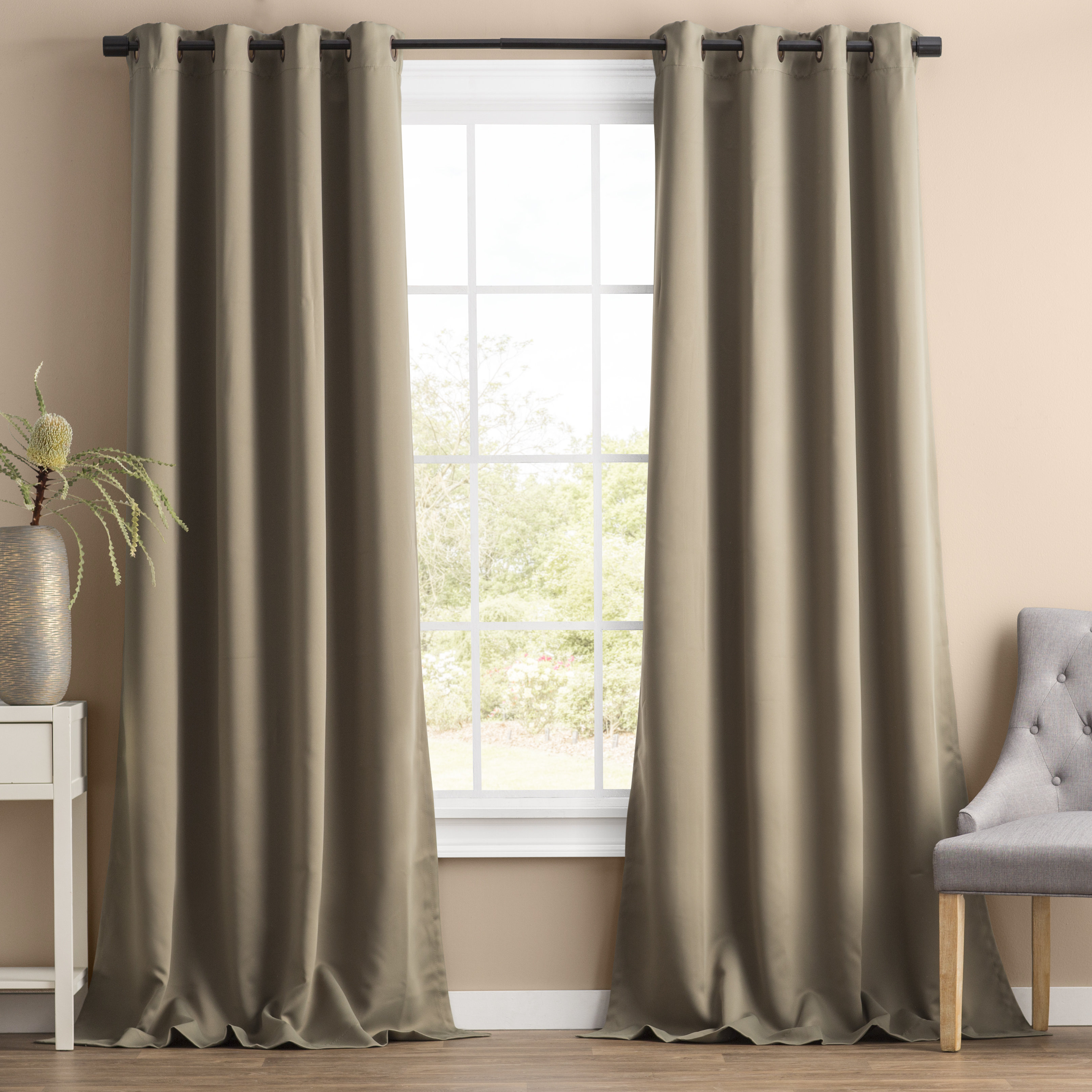 Best Home Fashion Inc Solid Blackout Thermal Grommet 2 Curtains