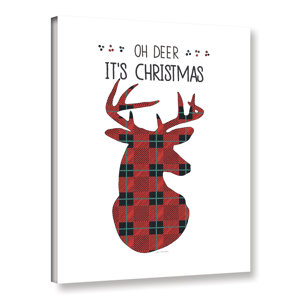 Oh Deer It's Christmas Textual Art on Wrapped Canvas