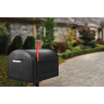 Extra-large 12-inW x 18.1-inH Lockable Post Mount Mailbox with Notification Flag Extra-large 12-inW x 18.1-inH Lockable Post Mount Mailbox with Notification Flag