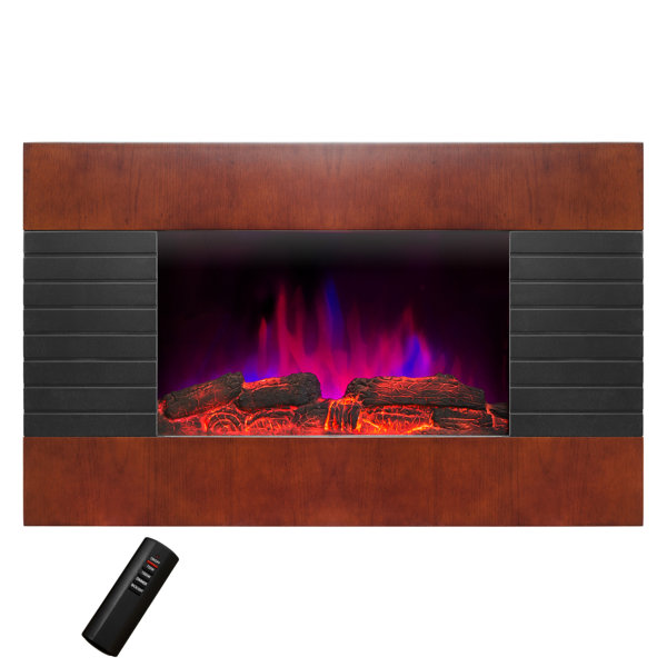 Pebble and Log Interchangeable Wall Mounted Electric Fireplace by AKDY