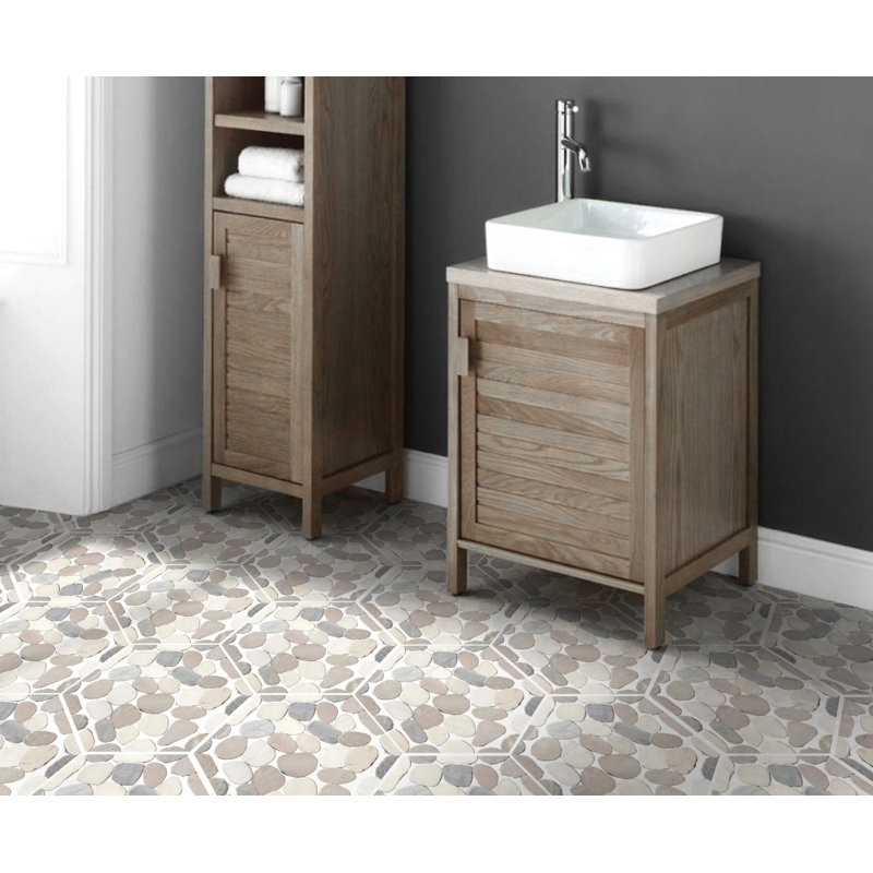 Fustone Random Sized Natural Stone Pebble Tile In Light Gray Wayfair