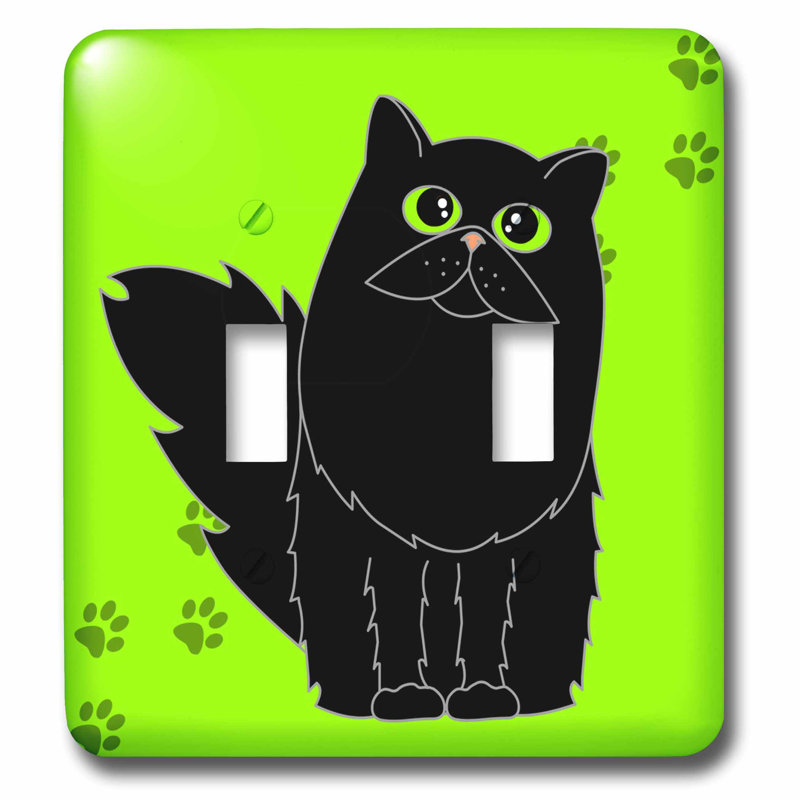 3drose Long Haipersian Cat Eyes Paw Print 2 Gang Toggle Light
