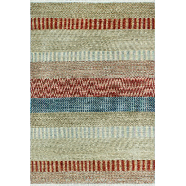 One-of-a-Kind Sempronius Fine Grass Muminah Hand-knotted Wool Beige/Red Area Rug by Bungalow Rose