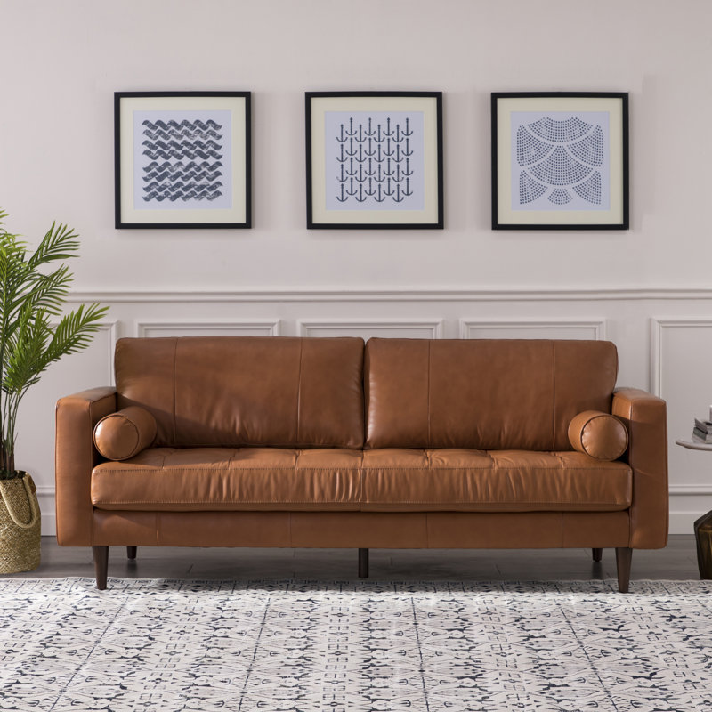 Bickford Genuine Leather 89 Square Arm Sofa Reviews Joss Main