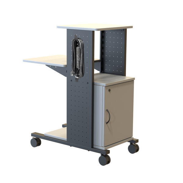 4-Shelf Mobile Presentation Station AV Cart with Cabinet by H. Wilson Company