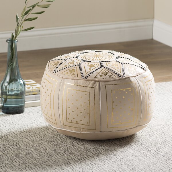 Carnuel Moroccan Leather Pouf By World Menagerie