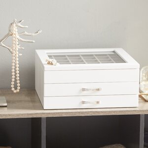 Dupont Glass Top Jewelry Box in White