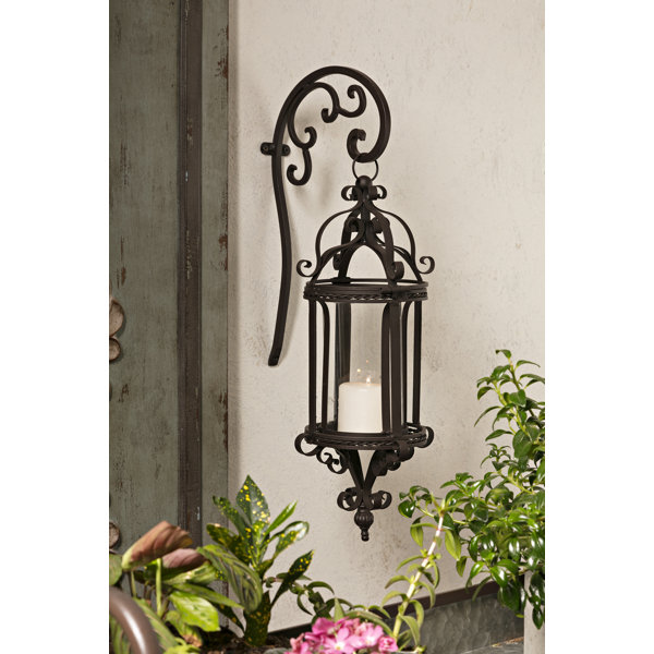 21/" H Royal Fleur de Lis Lit by Candle Outdoor Indoor Hanging Wall Sconce