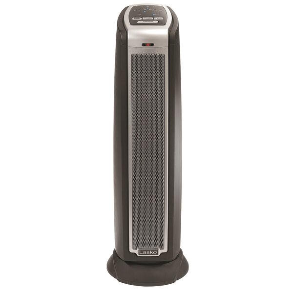 Ceramic 1,500 Watt Portable Electric Tower Heater with Remote Control by Lasko